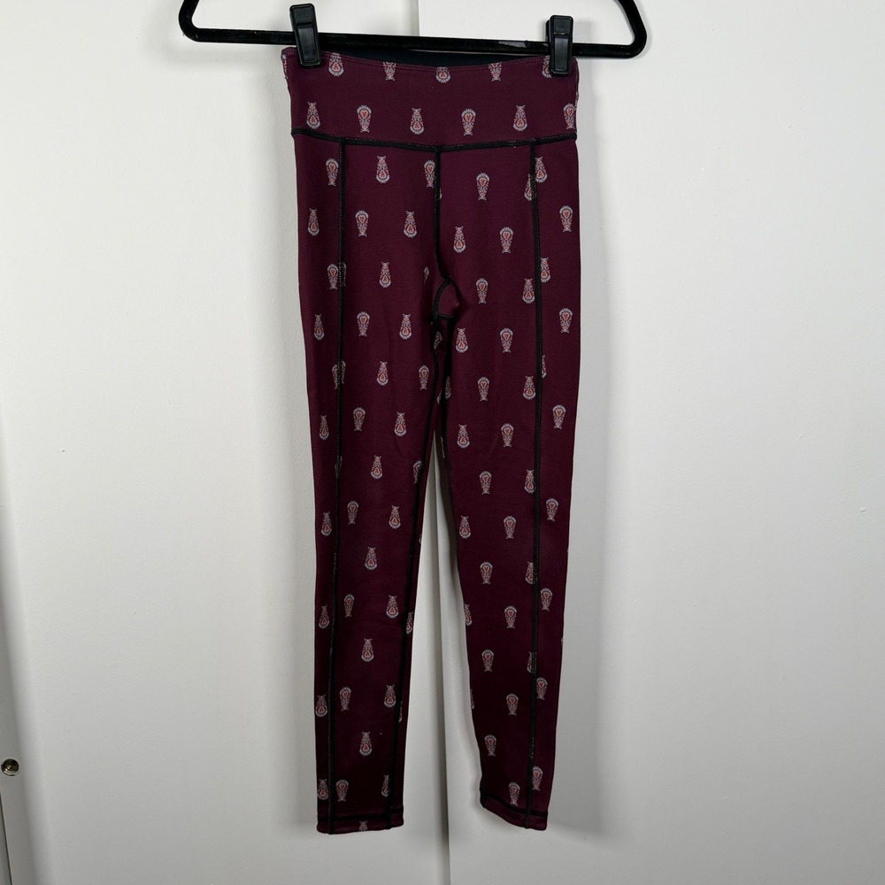 Sweaty Betty Womens XXS Burgundy Paisley Print High Waisted Workout Leggings